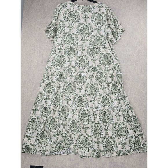 Womens 2XL Green & White Floral Maxi Dress  Cotton & Rayon Blend - Picture 2 of 7